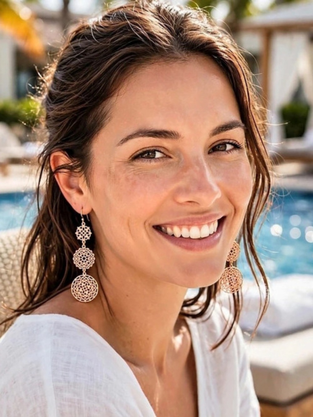 Envy Filigree Drop Earrings in Gold NWT Boho